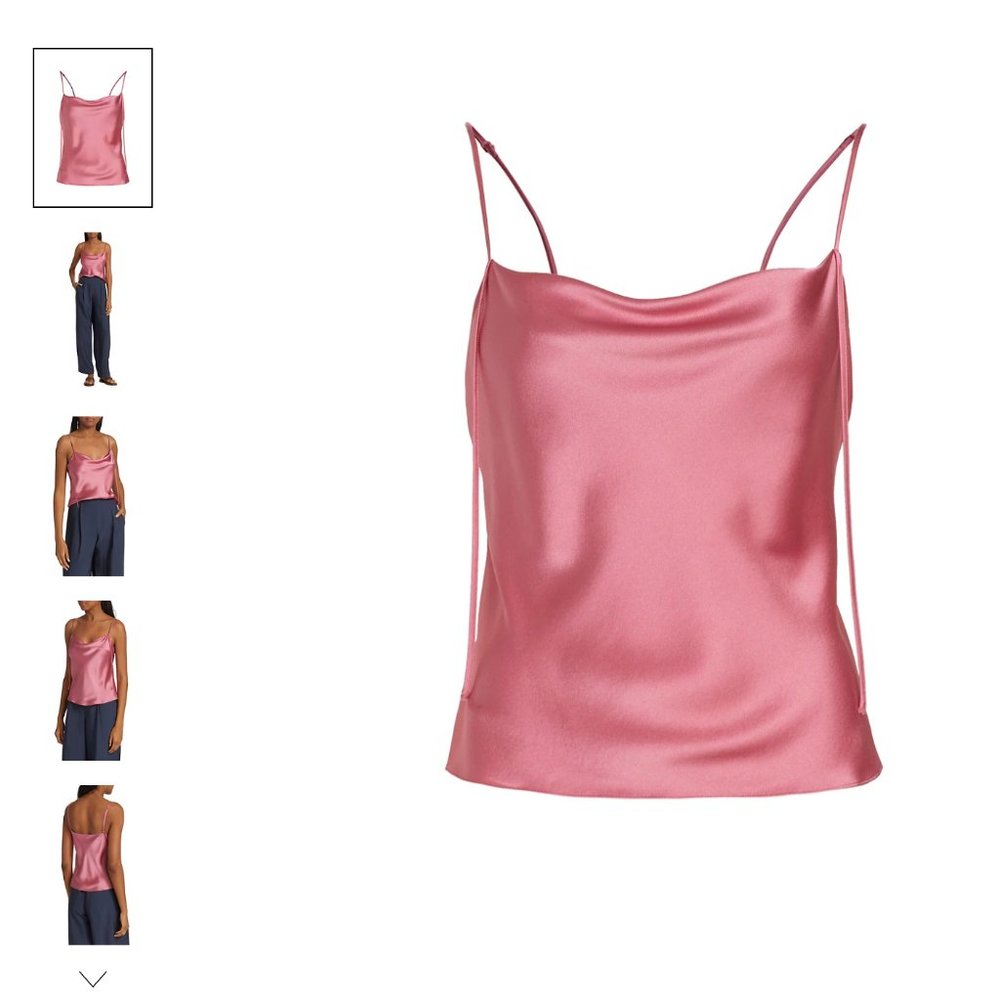 NWT- Vince Satin Draped Cowl-Neck Camisole Rosetta SZ Small